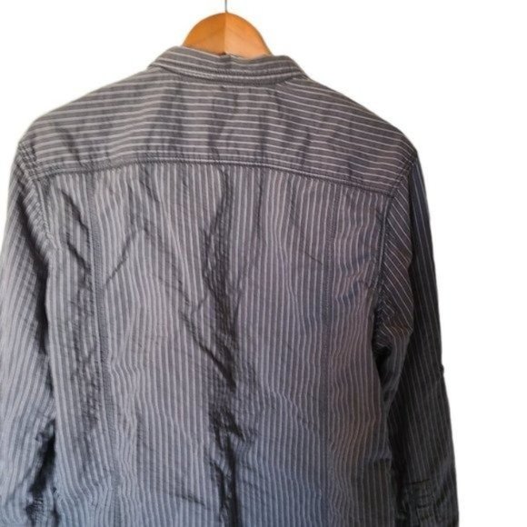I.N.C. Mens Long Sleeve Gray‎ Stripe Shirt XL Snap - Picture 9 of 14